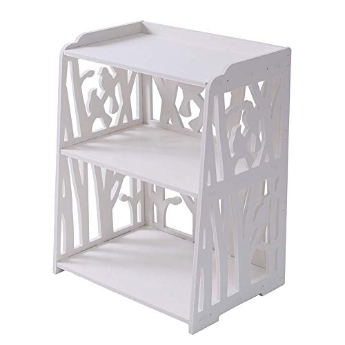 ZHANGYY Bedside Table Night Stand Table Chic Vine Storage Cabinet with Two Open Compartments, Easy Assemble, White