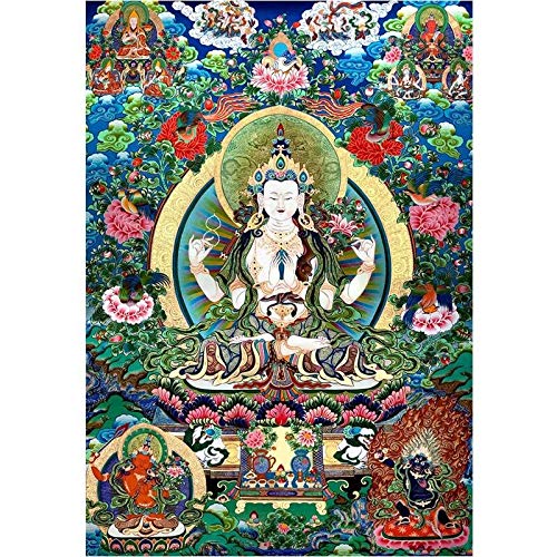 Z.L.F.J.P Tibetano Decoración del hogar Thangka Decorativo Pintura Impresión Hogar (Color : A, Size (Inch) : 30x43cm No Frame)
