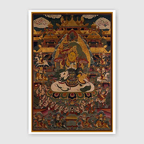 Z.L.F.J.P Tibetano Tibetano Thangka Religioso Buda pintando Dios de la Riqueza Pinturas sin Marco (Color : 01, Size (Inch) : 30x43cm No Frame)