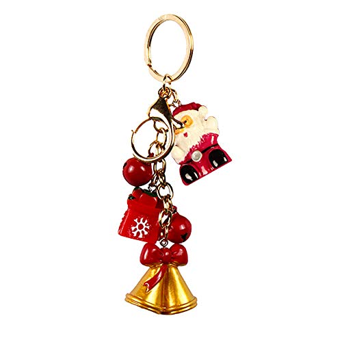 1 llavero de Navidad adornos de Navidad Papá Noel caja de regalo de campana dorada llavero de Navidad regalo para decoración de Navidad 1 llavero de Navidad adornos de Navidad Papá Noel caja de regalo de campana dorada llavero de Navidad regalo para decoración de Navidad