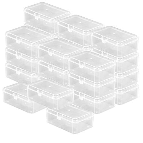 24 piezas Mini caja de almacenamiento, 6.5 * 4.5 * 2.4cm, Caja de Contenedores de Almacenamiento de Plastico Transparente con Tapa para Joyas, Artículos, Tarjetas, etc.
