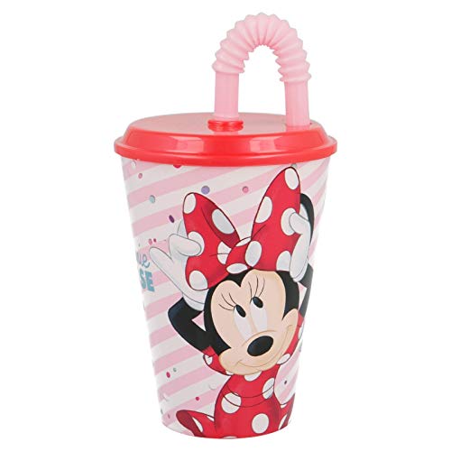 2673; vaso con pajita Disney Minnie Mouse; capacidad 415 ml; producto de plástico; No BPA
