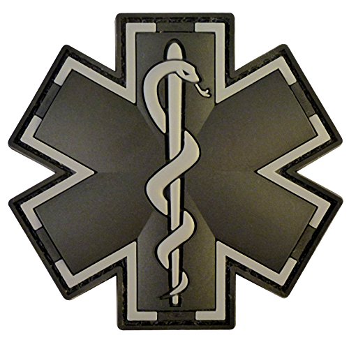 2AFTER1 ACU Black EMS EMT Medic Paramedic Star of Life Morale Tactical PVC 3D Hook-and-Loop Patch