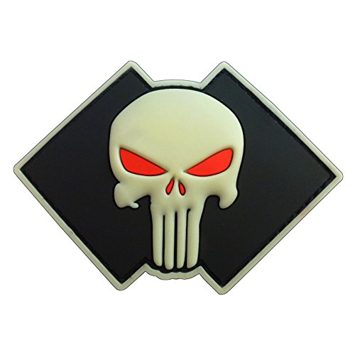 2AFTER1 Glow Dark Punisher Skull US Navy Seals DEVGRU PVC 3D Rubber Touch Fastener Patch