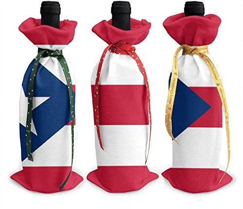 3 bolsas para botellas de vino con la bandera de Puerto Rico talla única Como se muestra en la imagen