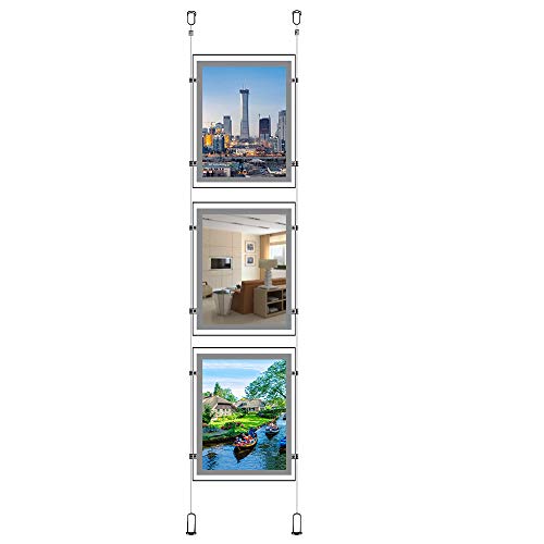 A3 (retrato) Señal de oficina de bienes raíces para colgar en la ventana, marco de póster acrílico de cristal, caja de luz LED, soporte de exhibición (3 piezas por columna)
