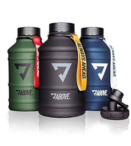 ABOVE. Botella de Acero Inoxidable 1,3-2,2L I con 2 Tapas I Sin BPA I Adecuada para Agua con Gas I A Prueba de Escapes I Cantimplora de 1,3-2,2 litros para Fitness, Deporte & Gimnasio ABOVE. Botella de Acero Inoxidable 1,3-2,2L I con 2 Tapas I Sin BPA I Adecuada para Agua con Gas I A Prueba de Escapes I Cantimplora de 1,3-2,2 litros para Fitness, Deporte & Gimnasio