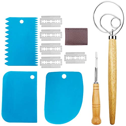 AFUNTA 1 batidor de masa y 1 pan lame con 5 cuchillas + 3 raspadores irregulares, herramientas para mezclar masa y pelar para hacer pan, pasteles, galletas, pizzas AFUNTA 1 batidor de masa y 1 pan lame con 5 cuchillas + 3 raspadores irregulares, herramientas para mezclar masa y pelar para hacer pan, pasteles, galletas, pizzas