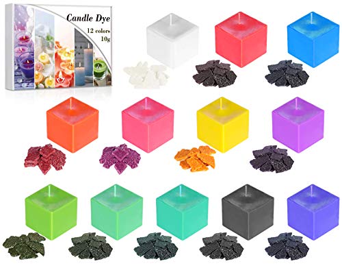 AJOXEL 12 Colores Colorantes para Velas DIY Tinte de Cera Kit 12x10 g / 0.35 oz Pegamentos de Fabricación de Jabón y Velas para Cera de Soja/Parafina/Cera de Abejas para Adultos