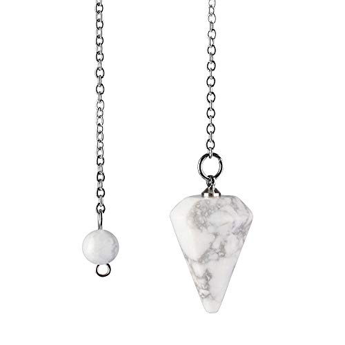 Amuleto de Piedra Natural de curación de Cristal Colgante de meditación hexagonales péndulos Hombres Mujeres joyería tamaño pequeño (1-White Turquesa)