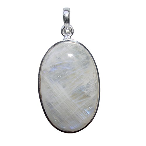 Arco Iris Moonstone colgante con forma ovalada 925 unidades plata tamaño: aproximadamente 28 - 30 x 22 mm Plus 8 mm ojete, (4135)