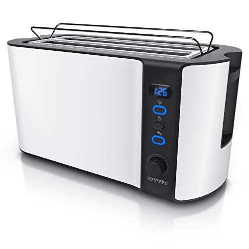 Arendo Edelstahl Langschlitz Toaster weiß Tostadora con Ranura Larga (Acero Inoxidable), Color, blanco mate