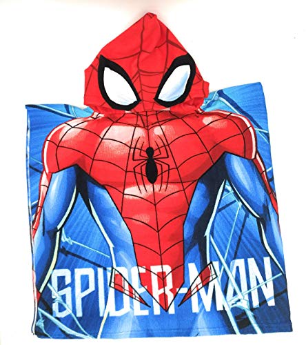 ARTESANIA Y DISEÑO TEXTIL, S.A. Poncho Spiderman, poncho con capucha, capa de baño spiderman, Capa de baño. Medidas 110 x 55 cm.
