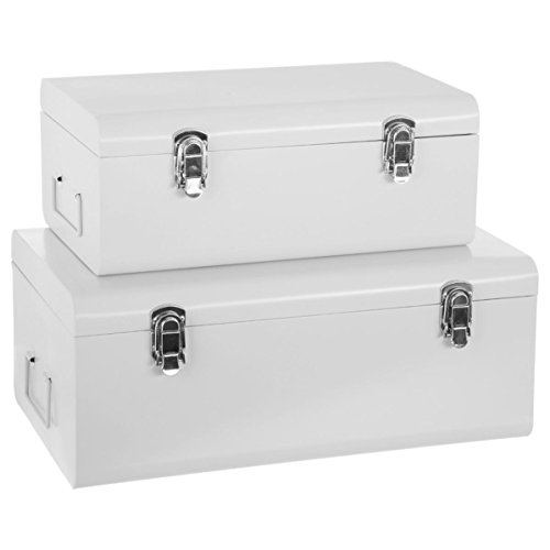 Atmosphera Conjunto de 2 Cofres de Equipaje de Almacenamiento de Metal - Espíritu Comedor - Color Blanco Atmosphera Conjunto de 2 Cofres de Equipaje de Almacenamiento de Metal - Espíritu Comedor - Color Blanco