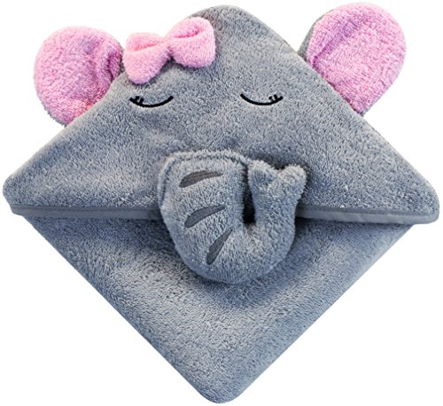 Baby Toalla con Capucha y Elefante para Bebé, Toalla de Baño Bebé, Capa de Baño Bebé Infantil, Toalla Bebe Recien Nacido, Regalo Niñas, Gris