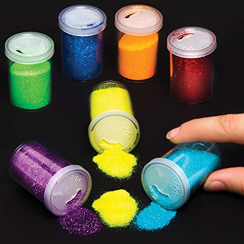 Baker Ross Agitadores de Purpurina de Colores Arcoíris AT704 (paquete de 7 x 15 g) Ideal para arte de arena, manualidades y proyectos de arte para niños, surtidos