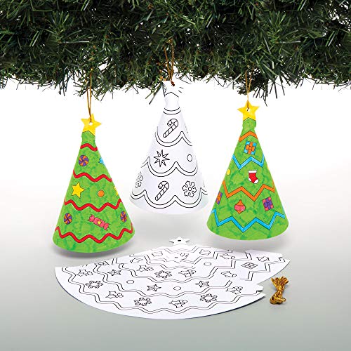 Baker Ross AW996 Árboles de Navidad Cónicos Navideños para Colorear, Ideales para Manualidades Infantiles, Pack de 12