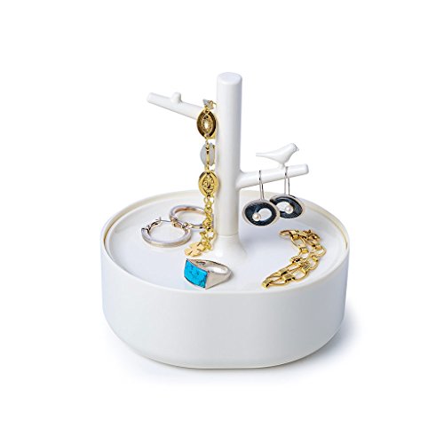 Balvi - Birdie Soporte para Joyas. con Caja Compartimento para Guardar Anillos, Pulseras y Collares. Diseño Original con árbol y pájaro. Color Blanco. Fabricado en plástico Muy Resistente. Balvi - Birdie Soporte para Joyas. con Caja Compartimento para Guardar Anillos, Pulseras y Collares. Diseño Original con árbol y pájaro. Color Blanco. Fabricado en plástico Muy Resistente.