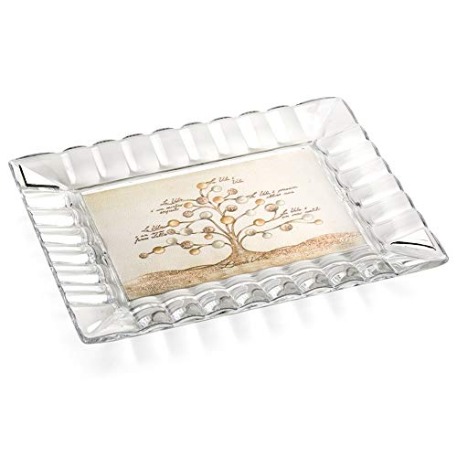 Bandeja vacía árbol buena vida frases madre teresa cristal plata medida 26 x 21 regalo boda V.435.2