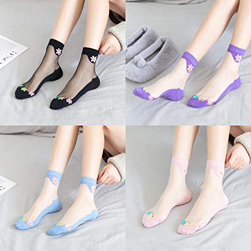 bayrick Regalos para Mujeres,Medias de Seda de Cristal para Mujer, Flor Fresca, Cintura Alta, Tubo Medio, Medias Anti-Gancho * 8-7_Los 23-25cm bayrick Regalos para Mujeres,Medias de Seda de Cristal para Mujer, Flor Fresca, Cintura Alta, Tubo Medio, Medias Anti-Gancho * 8-7_Los 23-25cm