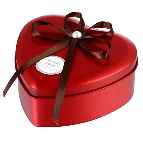 BESPORTBLE Lata de caramelos de metal en forma de corazón, cajas de galletas rojas con tapa de arco, cajas de regalo decorativas para regalo