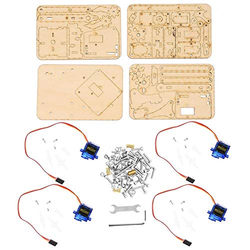 Bewinner Juego de Piezas de Corte de Madera 4 DOF Brazo mecánico robótico de Madera sg90 Servo para Raspberry Pi SNAM1500, Kit de ensamblaje de Brazo Robot DIY para Estudiantes universitarios