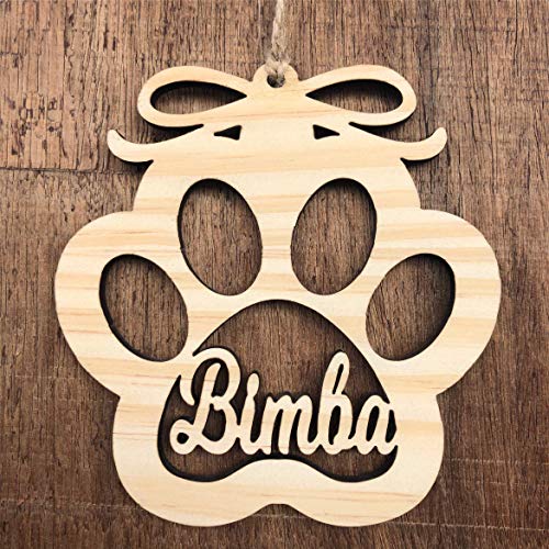 BOLA NAVIDAD MADERA PERSONALIZADA HUELLA PERRO GATO