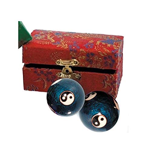 Bolas Qi-Gong Yin Yang azul con sonido de 2 unidades de 4 cm con caja | bolas de sonido para meditación | Esotérico regalos económicos