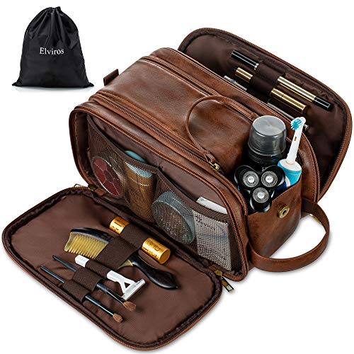 Bolsa de aseo de cuero resistente al agua para hombre, bolsa de viaje grande, kit de afeitado para baño, gimnasio, organizador de maquillaje con bolsa seca Bolsa de aseo de cuero resistente al agua para hombre, bolsa de viaje grande, kit de afeitado para baño, gimnasio, organizador de maquillaje con bolsa seca