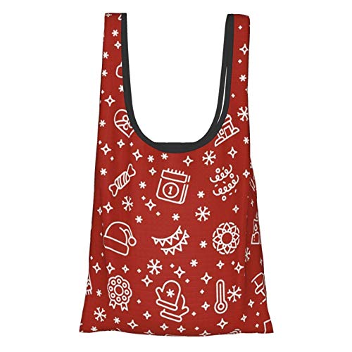 Bolsa de la compra reutilizable y lavable con patrón de Navidad de 50 libras plegable, respetuosa con el medio ambiente. Bolsa de la compra reutilizable y lavable con patrón de Navidad de 50 libras plegable, respetuosa con el medio ambiente.