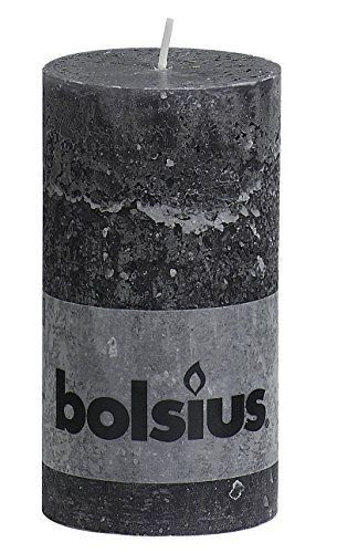 Bolsius - Vela cilíndrica de parafina, metálico, tamaño 13 cm, color gris ahumado