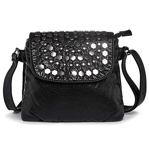 Bolso Bandolera Mujer con Remache - Elegante Bolso de Hombro - Bolsa de Cuerpo Cruzado Cuero PU - Bolsa de Mensajero de Viajar Nergo Bolso Bandolera Mujer con Remache - Elegante Bolso de Hombro - Bolsa de Cuerpo Cruzado Cuero PU - Bolsa de Mensajero de Viajar Nergo