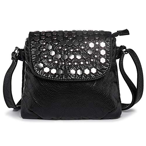 Bolso Bandolera Mujer con Remache - Elegante Bolso de Hombro - Bolsa de Cuerpo Cruzado Cuero PU - Bolsa de Mensajero de Viajar Nergo