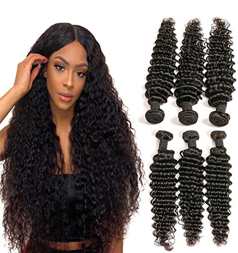 Brazilian Curly Human Hair 22 24 26 Inch Deep Wave 3 Bundles of Human Hair Weave Natural Brown for Cheap Prime