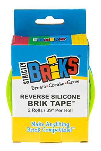 Brik Tape - Cinta autoadhesiva de silicona para juguetes - Para paredes, mesas y estantes - 100 % compatible con todas las grandes marcas - 2 tacos de ancho - Azul y verde - Pack de 2 - 99 cm