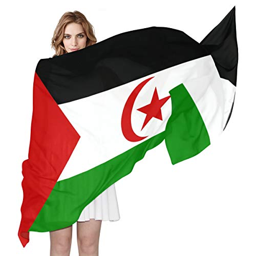 Bufanda de gasa sedosa de la bandera del Sahara Occidental para mujer, 199 cm de largo x 99 cm de ancho