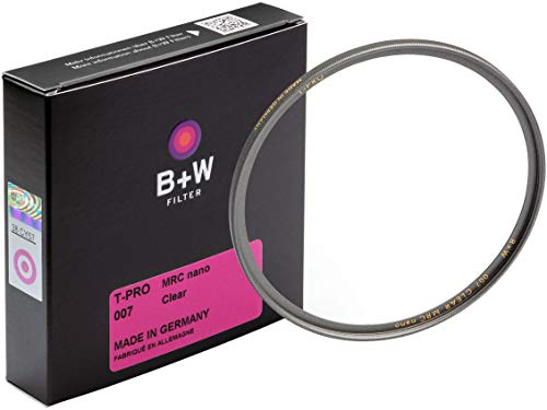 B+W Filtro Protector 007, Filtro Transparente (52 mm, T-Pro, Acabado de Titanio, MRC Nano, 16 aumentos, Super Delgado, Premium)