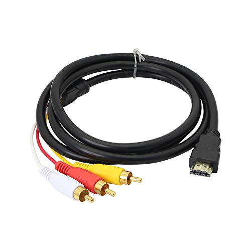 Cable HDMI a RCA, transmisión unidireccional de HDMI a 3-RCA Video Audio AV Componente Cable adaptador para HDTV/DVD y la mayoría de proyectores LCD de 1,5 m