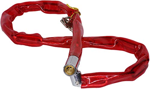Cadena de acero antirrobo de seguridad para bicicleta, scooter o moto con candado N 2 llaves Color rojo, azul 4,5 mm x 90 cm