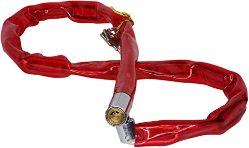 Cadena de acero antirrobo de seguridad para bicicleta, scooter o moto con candado N 2 llaves Color rojo, azul 4,5 mm x 90 cm Cadena de acero antirrobo de seguridad para bicicleta, scooter o moto con candado N 2 llaves Color rojo, azul 4,5 mm x 90 cm