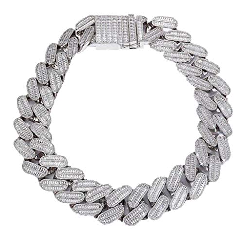 Cadena de oro blanco / oro de 18 quilates chapado en cobre Collar de cadena cubana de 39 mm de espesor para hombres 60 cm largo AAA brazalete circón de grado hip-hop collar punky, Pesa 870 g, regalo Cadena de oro blanco / oro de 18 quilates chapado en cobre Collar de cadena cubana de 39 mm de espesor para hombres 60 cm largo AAA brazalete circón de grado hip-hop collar punky, Pesa 870 g, regalo