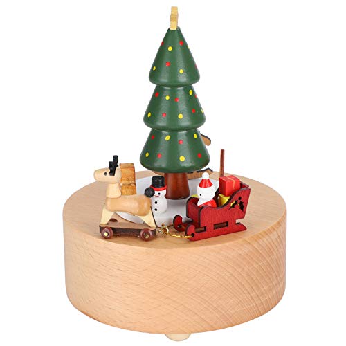 Caja de música de Madera, Caja Musical con Forma de muñeco de Nieve de árbol de Navidad, sin Necesidad de batería