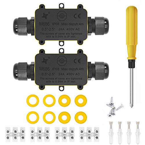 Cajas de Empalmes,IP68 Caja de Conexiones Impermeable Eléctricas para 4 mm-9 mm Diámetro del Cable,Conector Exterior Cable (2 Pack) Cajas de Empalmes,IP68 Caja de Conexiones Impermeable Eléctricas para 4 mm-9 mm Diámetro del Cable,Conector Exterior Cable (2 Pack)