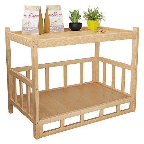 Cama Perros Cama Elevada de Madera para Perros, Mesita de Noche/Sofá Mesa Auxiliar con Sofá Lounge para Perros, Perros Gatos de Todos Los Tamaños, Almacenamiento Espacioso, Fácil de Mo