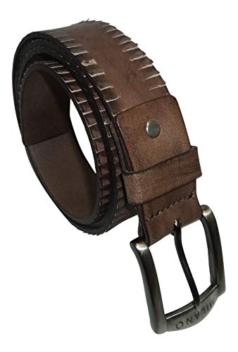 Cinturón de cuero de grano completo para hombre, fabricado por Milano Belts, 1.5 pulgadas de ancho, 3 colores Marrón marrón (medio) X-Amplia 102-112 cm