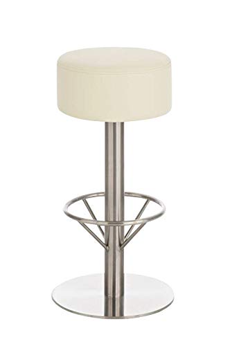 CLP Taburete De Bar Pisa Tapizado En Simil Cuero I Silla Alta De Cocina Redondo con 76 cm De Altura I Taburete con Reposapiés I Color:, Color:Crema, Color del Marco:Acero Inoxidable CLP Taburete De Bar Pisa Tapizado En Simil Cuero I Silla Alta De Cocina Redondo con 76 cm De Altura I Taburete con Reposapiés I Color:, Color:Crema, Color del Marco:Acero Inoxidable