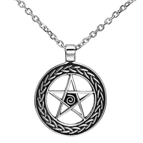Collar con colgante Urban Jewelry en forma de pentagrama estilo Wicca, acero inoxidable, para hombre (cadena de 53,4 cm)