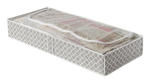 Compactor Bolsa de almacenamiento plana bajo cama, Gama Madison, Color blanco y beige, Tamaño 107 x 46 x 16 cm, Ventana transparente, RAN7468