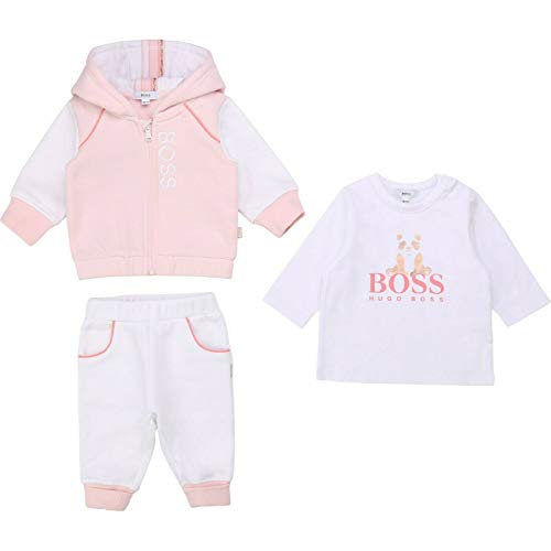Conjunto de 3 piezas de pantalones de bebé, color rosa y blanco 9 meses