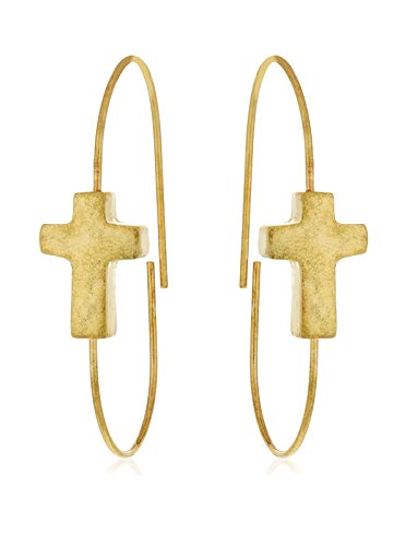 Córdoba Jewels |Pendiente en plata de Ley 925 bañada en oro. Medida: 45 x 24 mm. Tipo de cierre: Gancho. Diseño Cruz Aro Oro